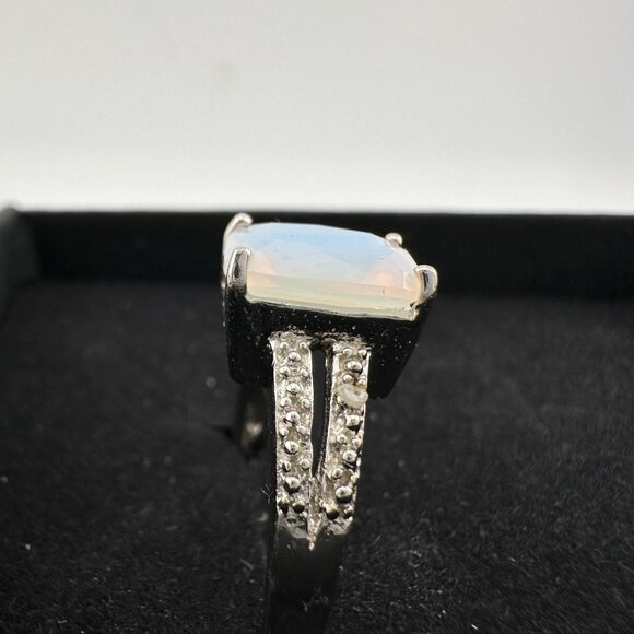 Beautiful Natural Opal Ring with Small Diamond Accent - Size 7.25 - Picture 16 of 16